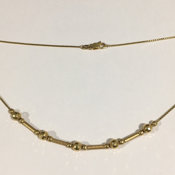 18k yellow gold Box Chain With Beads & Tubes